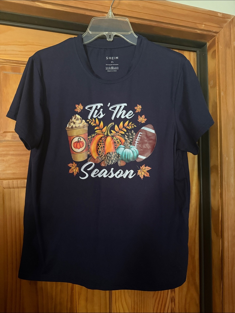 SHEIN Navy 'Tis The Season Fall Graphic Tee